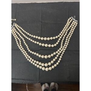 VTG QUADRUPLE STRAND FAUX PEARL CHOKER NECKLACE
